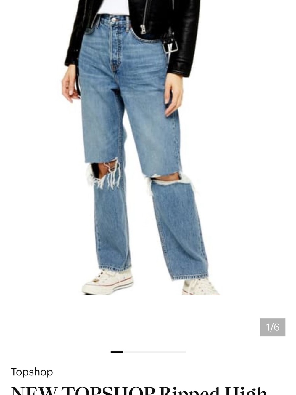 Topshop Light Blue Straight Leg Ripped Jeans